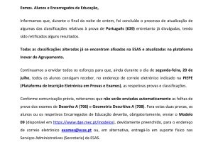 COMUNICADO – EXAMES – 18 de Julho de 20261